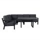 VENTURE DESIGN Barcelona hjrnesofa st - gr hynder, glas og sort aluminium