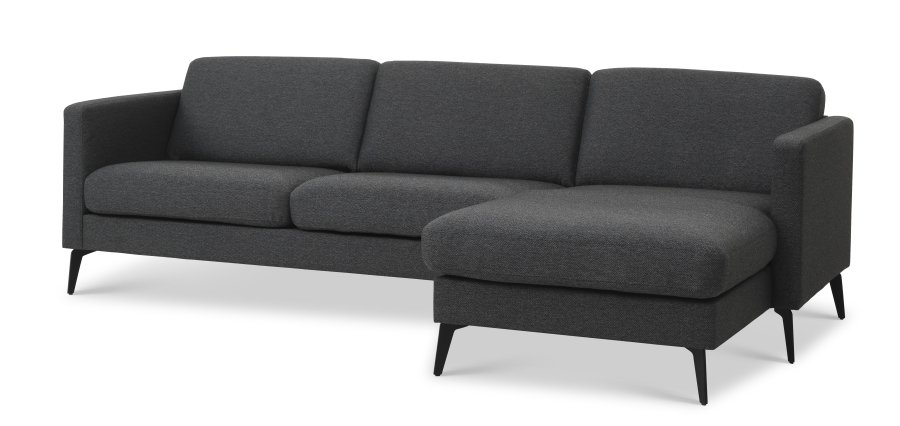 Ask st 51 3D sofa, m. chaiselong - antracitgr polyester stof og Eiffel ben
