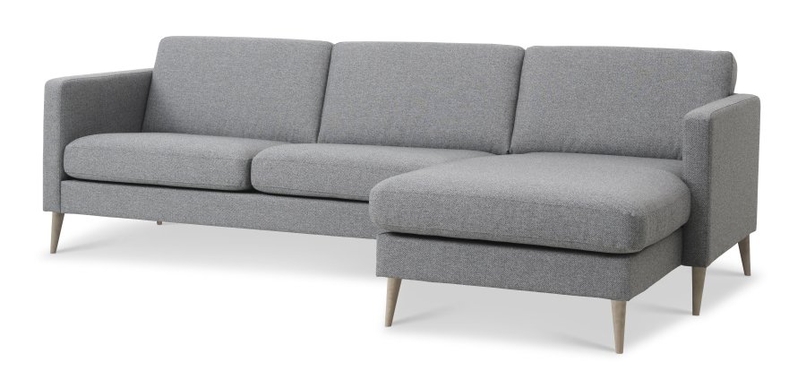 Ask st 51 3D sofa, m. chaiselong - lys granitgr polyester stof og natur tr