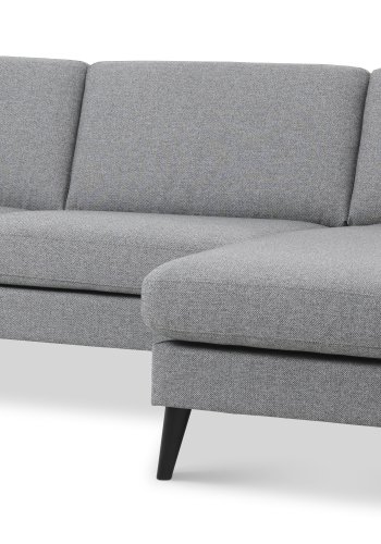 Ask st 51 3D sofa, m. chaiselong - lys granitgr polyester stof og sort tr