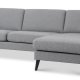 Ask st 51 3D sofa, m. chaiselong - lys granitgr polyester stof og sort tr
