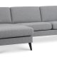Ask st 51 3D sofa, m. chaiselong - lys granitgr polyester stof og sort tr