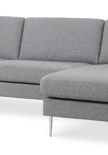 Ask st 51 3D sofa, m. chaiselong - lys granitgr polyester stof og brstet aluminium