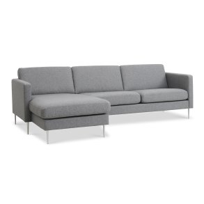 Ask st 51 3D sofa, m. chaiselong - lys granitgr polyester stof og brstet aluminium