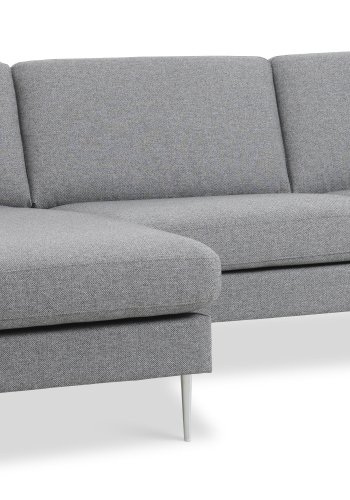 Ask st 51 3D sofa, m. chaiselong - lys granitgr polyester stof og brstet aluminium