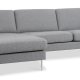 Ask st 51 3D sofa, m. chaiselong - lys granitgr polyester stof og brstet aluminium