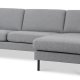 Ask st 51 3D sofa, m. chaiselong - lys granitgr polyester stof og sort metal