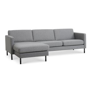 Ask st 51 3D sofa, m. chaiselong - lys granitgr polyester stof og sort metal