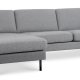 Ask st 51 3D sofa, m. chaiselong - lys granitgr polyester stof og sort metal
