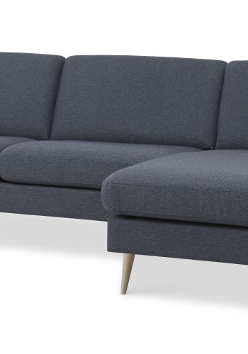 Ask st 51 3D sofa, m. chaiselong - navy bl polyester stof og natur tr