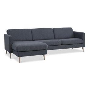 Ask st 51 3D sofa, m. chaiselong - navy bl polyester stof og natur tr