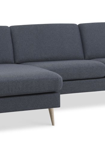 Ask st 51 3D sofa, m. chaiselong - navy bl polyester stof og natur tr