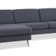 Ask st 51 3D sofa, m. chaiselong - navy bl polyester stof og natur tr