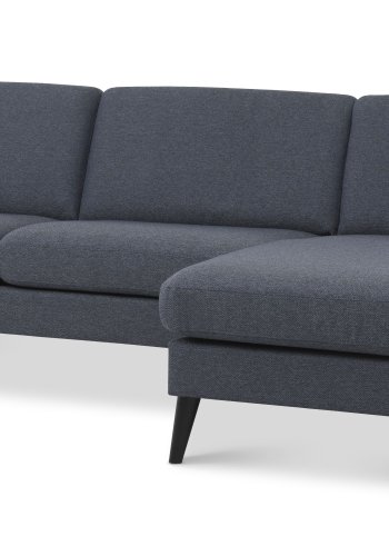 Ask st 51 3D sofa, m. chaiselong - navy bl polyester stof og sort tr