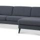 Ask st 51 3D sofa, m. chaiselong - navy bl polyester stof og sort tr