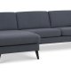 Ask st 51 3D sofa, m. chaiselong - navy bl polyester stof og sort tr
