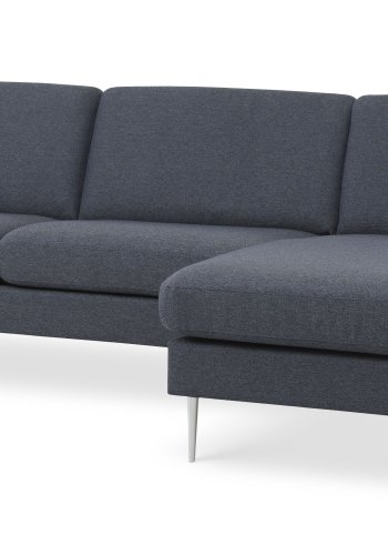 Ask st 51 3D sofa, m. chaiselong - navy bl polyester stof og brstet aluminium