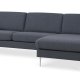Ask st 51 3D sofa, m. chaiselong - navy bl polyester stof og brstet aluminium