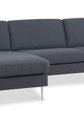 Ask st 51 3D sofa, m. chaiselong - navy bl polyester stof og brstet aluminium