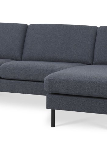 Ask st 51 3D sofa, m. chaiselong - navy bl polyester stof og sort metal