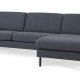 Ask st 51 3D sofa, m. chaiselong - navy bl polyester stof og sort metal