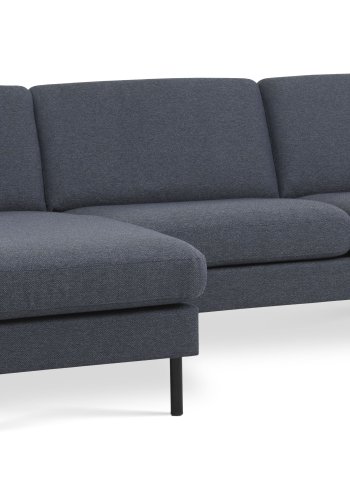Ask st 51 3D sofa, m. chaiselong - navy bl polyester stof og sort metal