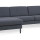 Ask st 51 3D sofa, m. chaiselong - navy bl polyester stof og sort metal