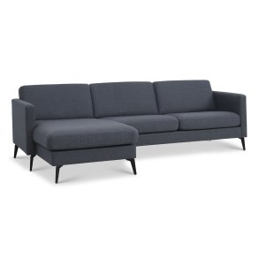 Ask st 51 3D sofa, m. chaiselong - navy bl polyester stof og Eiffel ben