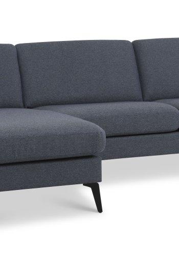 Ask st 51 3D sofa, m. chaiselong - navy bl polyester stof og Eiffel ben