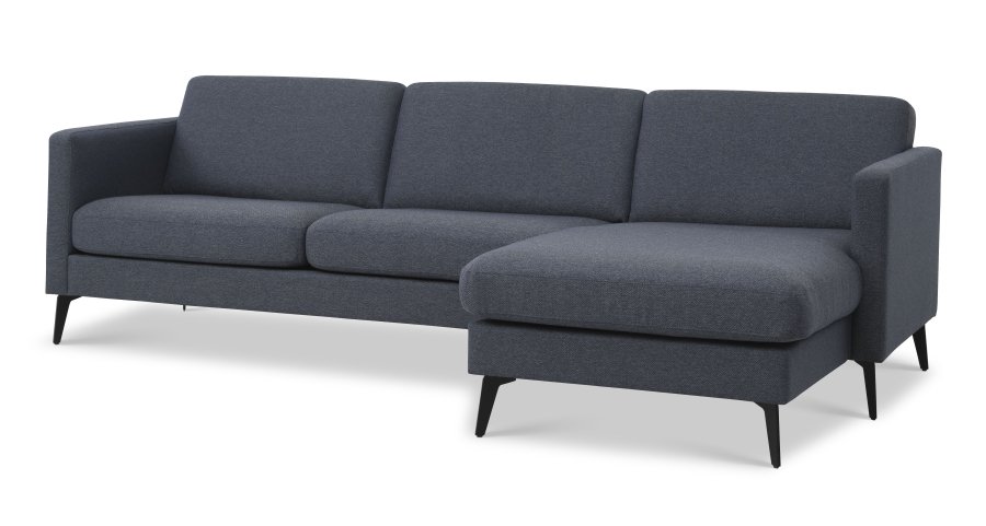Ask st 51 3D sofa, m. chaiselong - navy bl polyester stof og Eiffel ben