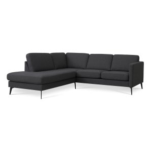 Ask st 52 lille OE sofa, m. venstre chaiselong - antracitgr polyester stof og Eiffel ben