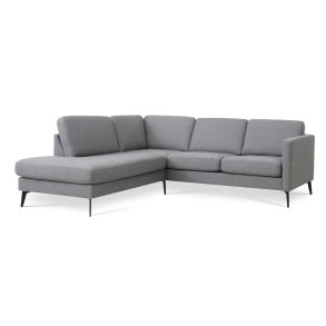 Ask st 52 lille OE sofa, m. venstre chaiselong - lys granitgr polyester stof og Eiffel ben
