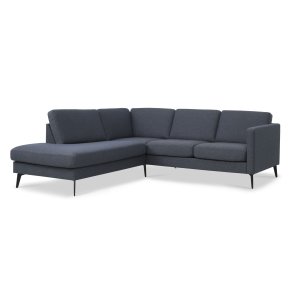 Ask st 52 lille OE sofa, m. venstre chaiselong - navy bl polyester stof og Eiffel ben