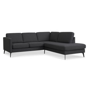 Ask st 53 lille OE sofa, m. hjre chaiselong - antracitgr polyester stof og Eiffel ben
