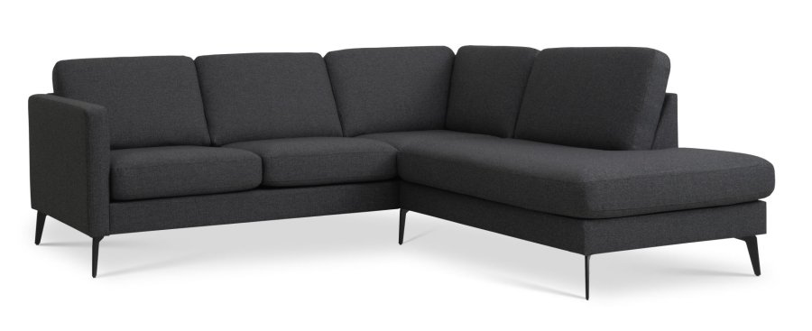 Ask st 53 lille OE sofa, m. hjre chaiselong - antracitgr polyester stof og Eiffel ben