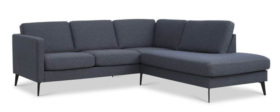 Ask st 53 lille OE sofa, m. hjre chaiselong - navy bl polyester stof og Eiffel ben