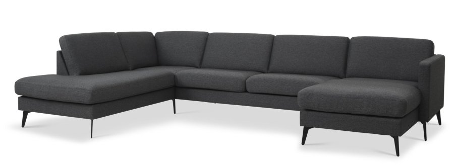 Ask st 54 U OE sofa, m. venstre chaiselong - antracitgr polyester stof og Eiffel ben