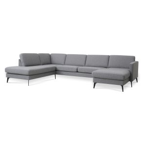 Ask st 54 U OE sofa, m. venstre chaiselong - lys granitgr polyester stof og Eiffel ben