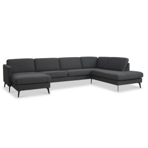 Ask st 55 U OE sofa, m. hjre chaiselong - antracitgr polyester stof og Eiffel ben