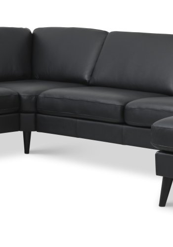 Ask st 56 U 2C3D sofa - sort semianilin lder og sort tr