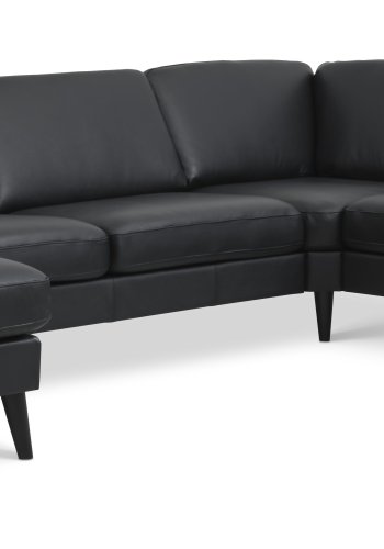Ask st 56 U 2C3D sofa - sort semianilin lder og sort tr