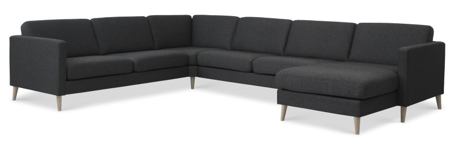 Ask st 56 U 2C3D sofa - antracitgr polyester stof og natur tr