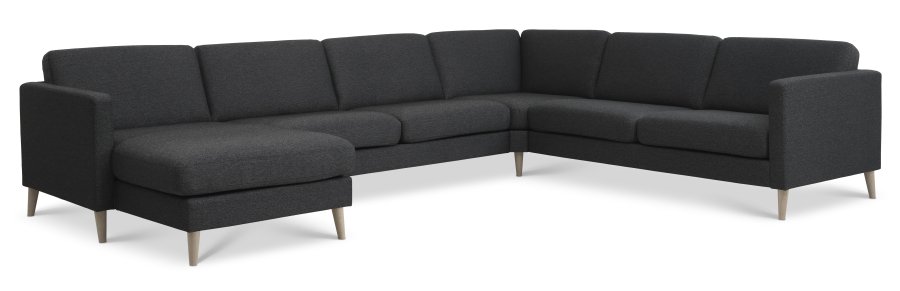 Ask st 56 U 2C3D sofa - antracitgr polyester stof og natur tr