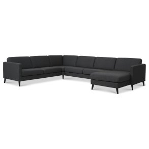 Ask st 56 U 2C3D sofa - antracitgr polyester stof og sort tr