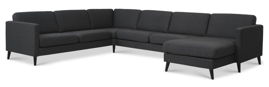 Ask st 56 U 2C3D sofa - antracitgr polyester stof og sort tr