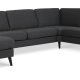 Ask st 56 U 2C3D sofa - antracitgr polyester stof og sort tr