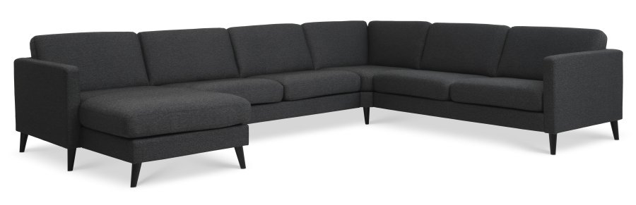 Ask st 56 U 2C3D sofa - antracitgr polyester stof og sort tr