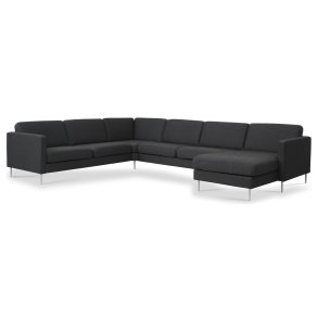 Ask st 56 U 2C3D sofa - antracitgr polyester stof og brstet aluminium