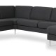 Ask st 56 U 2C3D sofa - antracitgr polyester stof og brstet aluminium