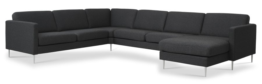 Ask st 56 U 2C3D sofa - antracitgr polyester stof og brstet aluminium